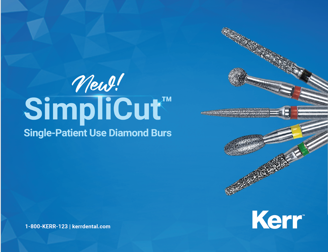 Kerr Dental Launches New SimpliCut™ Pre-Sterilized Single-Patient Use Diamond Burs Rotary Line